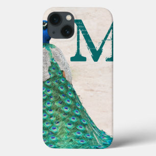 Peacock Bird Feather Teal Turqu Monogram IPAD Case