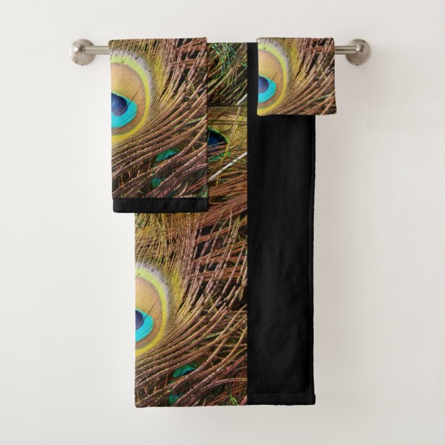 Peacock Bird Feathers Animals Bath Towel Set (Insitu)