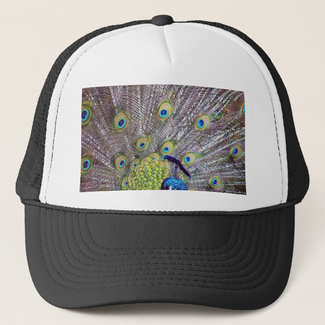 Peacock bird feathers trucker hat (Front)
