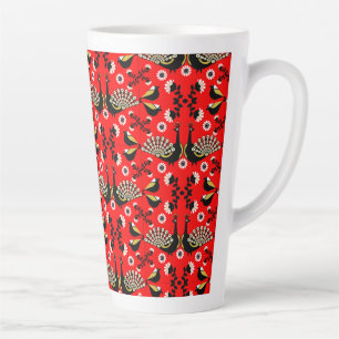 Peacock Bird Folk Art.   Latte Mug