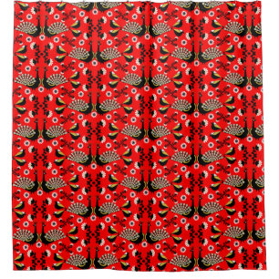 Peacock Bird Folk Art.     Shower Curtain