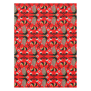Peacock Bird Folk Art. Tablecloth