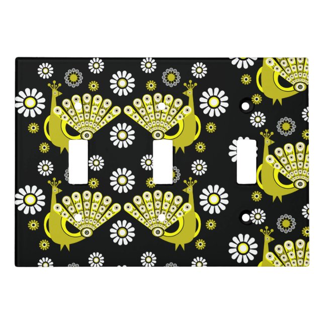 Peacock Bird Graphic Art Light Switch Cover (Front)