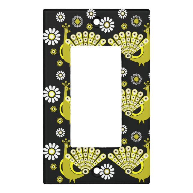 Peacock Bird Graphic Art Light Switch Cover (Front)