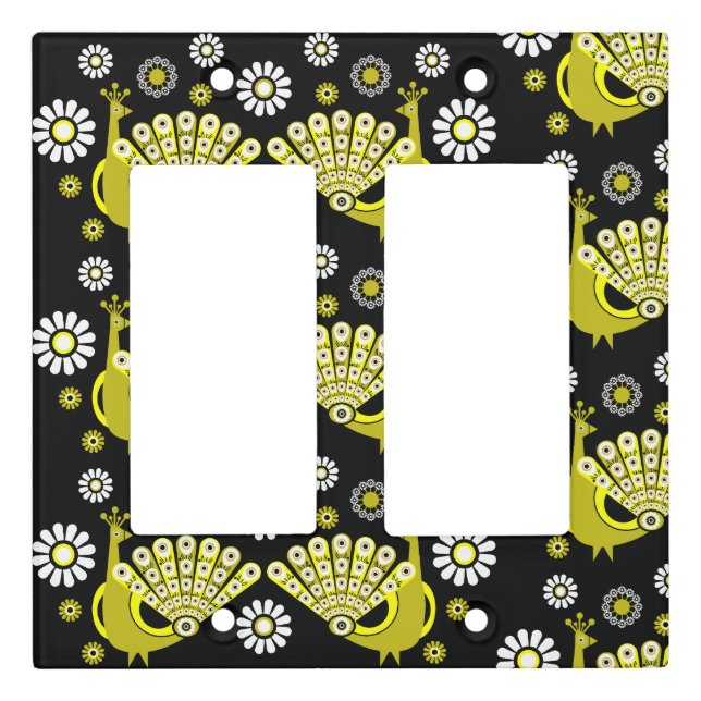 Peacock Bird Graphic Art Light Switch Cover (Front)