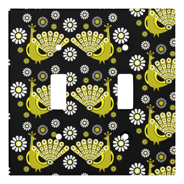 Peacock Bird Graphic Art Light Switch Cover (Front)