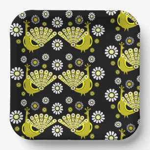 Peacock Bird Graphic Art Paper Plates