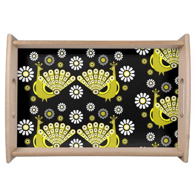 Peacock Bird Graphic Art Serving Tray (Front)