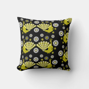 Peacock Bird Graphic Art Throw Pillow