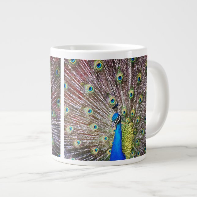 Peacock Bird Jumbo Mug (Front Right)