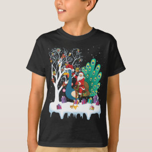 Peacock Bird Lover Xmas Gift Santa Riding Peacock T-Shirt