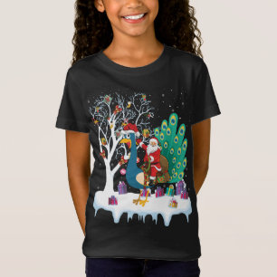 Peacock Bird Lover Xmas Gift Santa Riding Peacock T-Shirt