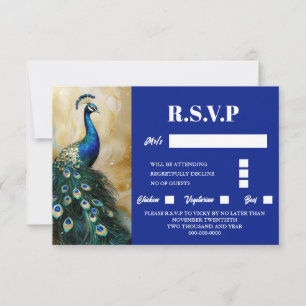 Peacock bird luxury 3D blue emerald green rsvp
