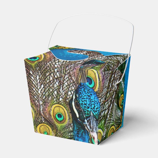 Peacock Bird on Display Favor Boxes (Front Side)