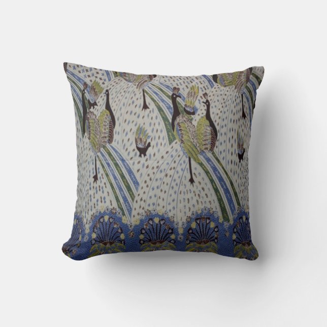 Peacock Bird Pattern Throw Pillow (Front)
