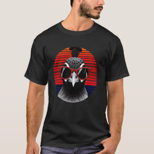 Peacock Bird Sunglasses Sunset Retro Style Vintage T-Shirt