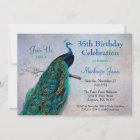 Peacock Birthday Invitation Vintage Blue Bird