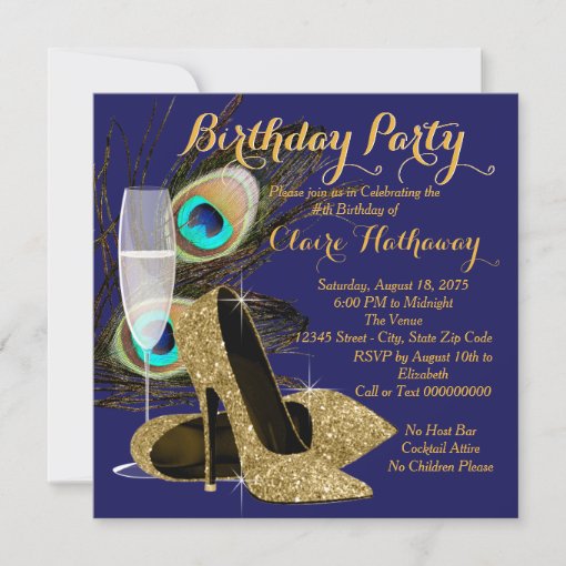 Peacock Birthday Party Invitation | Zazzle