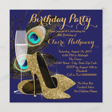 Peacock Birthday Party Invitation