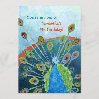 Peacock Birthday Party Invitations for Kids