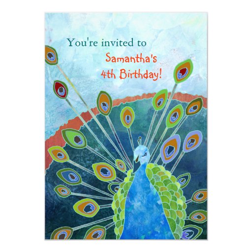 Peacock Birthday Party Invitations 1