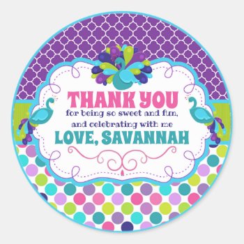 Peacock Birthday  Party Thank You Tag by TiffsSweetDesigns at Zazzle