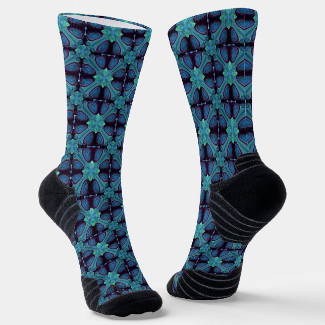 Peacock Block Lattice Color design Socks (Angled)