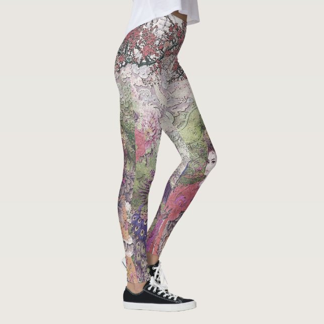 Peacock Blossom & Lotus Bride Leggings (Right)
