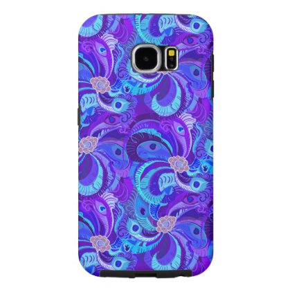 Peacock Blue and Purple Abstract Feathers Pattern Samsung Galaxy S6 Case