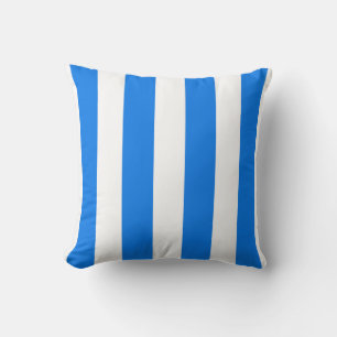 Peacock Blue and White Striped Throw Pillow