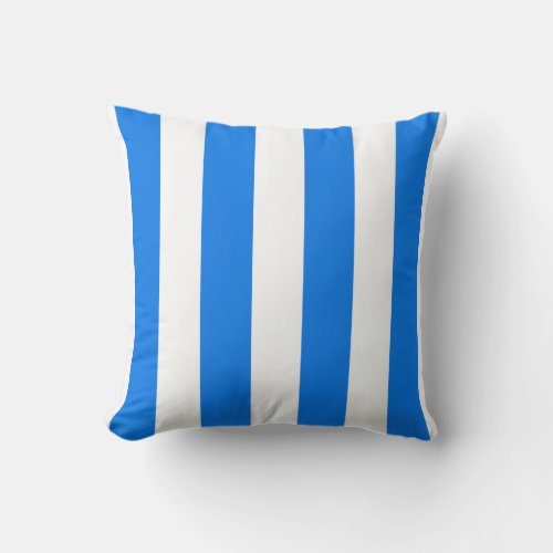 Peacock Blue and White Striped Throw Pillow