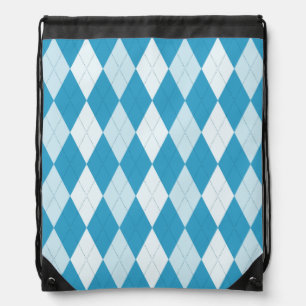 Peacock Blue Argyle Diamond shape Drawstring Bag
