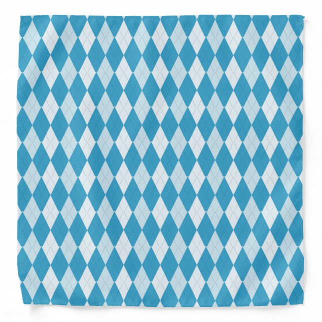 Peacock Blue Argyle Small Diamond Shape Bandana (Front)