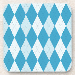 Peacock Blue Argyle Small Diamond Shape Beverage Coaster