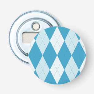 Peacock Blue Argyle Small Diamond Shape Bottle Opener