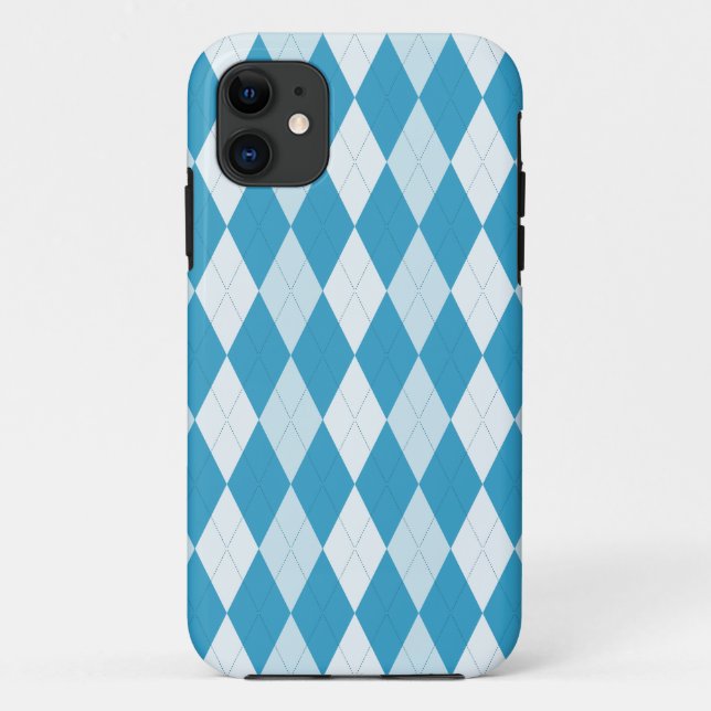 Peacock Blue Argyle Small Diamond Shape Case-Mate iPhone Case (Back)