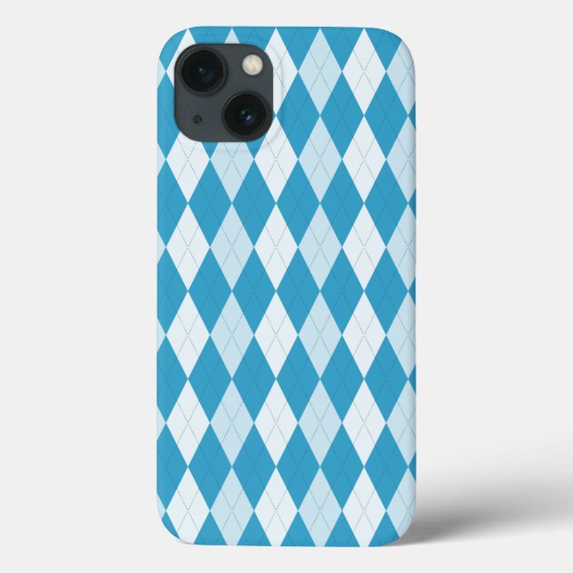 Peacock Blue Argyle Small Diamond Shape Case-Mate iPhone Case (Back)