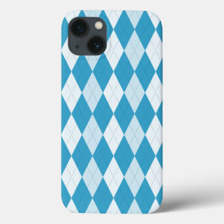 Peacock Blue Argyle Small Diamond Shape iPhone 13 Case