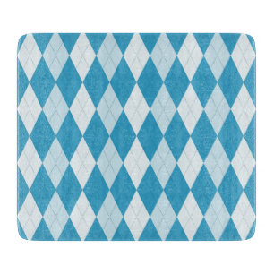 Peacock Blue Argyle Small Diamond Shape Cutting Board