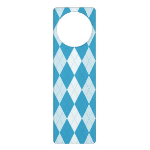 Peacock Blue Argyle Small Diamond Shape Door Hanger
