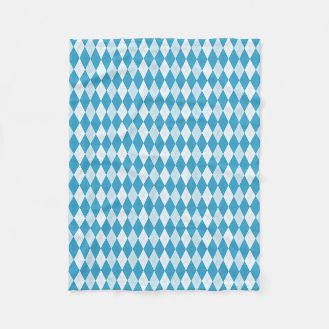 Peacock Blue Argyle Small Diamond Shape Fleece Blanket (Front)