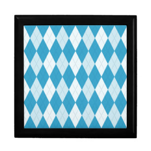 Peacock Blue Argyle Small Diamond Shape Gift Box