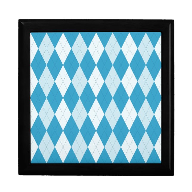 Peacock Blue Argyle Small Diamond Shape Gift Box (Front)