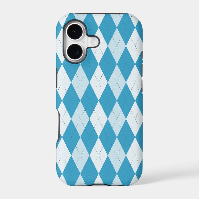 Peacock Blue Argyle Small Diamond Shape Iphone Case (Back)