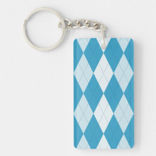 Peacock Blue Argyle Small Diamond Shape Keychain