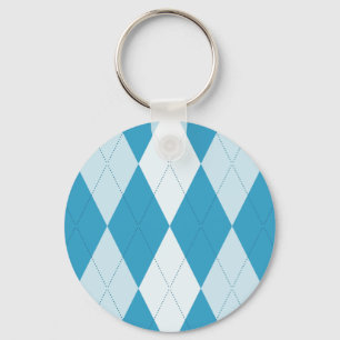 Peacock Blue Argyle Small Diamond Shape Keychain