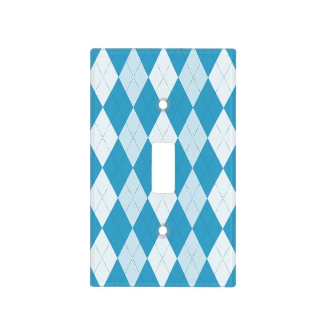 Peacock Blue Argyle Small Diamond Shape Light Switch Cover (Front)