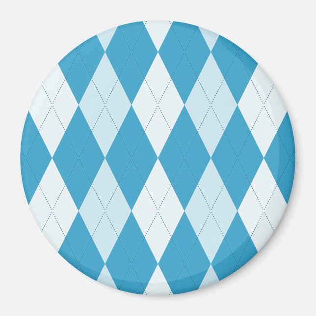 Peacock Blue Argyle Small Diamond Shape Magnet (Front)