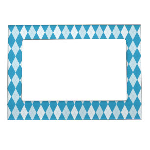 Peacock Blue Argyle Small Diamond Shape Magnetic Frame
