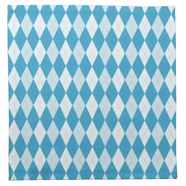 Peacock Blue Argyle Small Diamond Shape Napkin (Front)